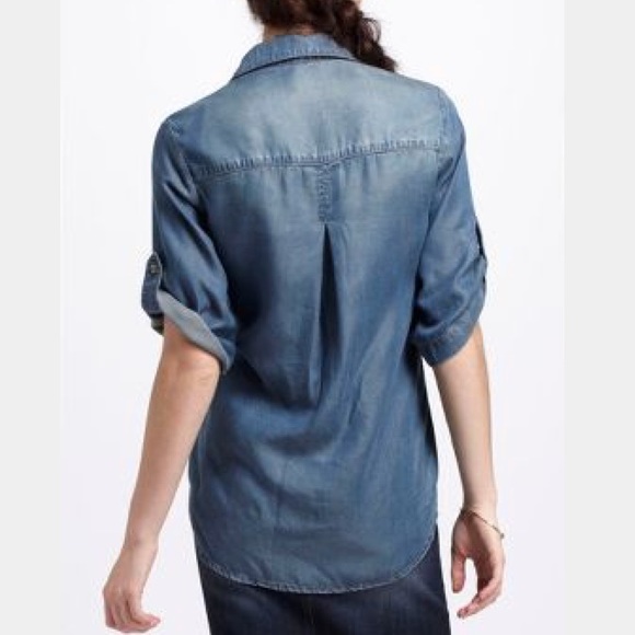 Anthropologie Cloth & Stone Pindot Chambray Shirt - Picture 7 of 7